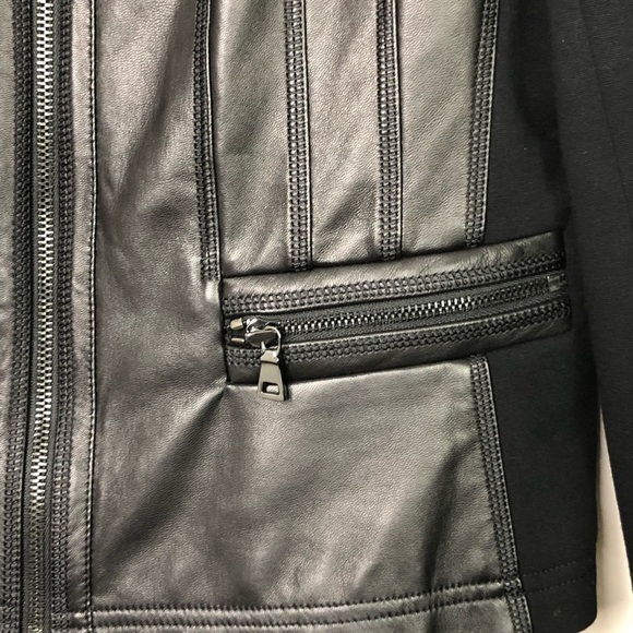 𝅺Ellen Tracy leather and fabric black moto jacket - Picture 11 of 12